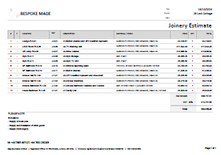 Joinery and Stone Estimate